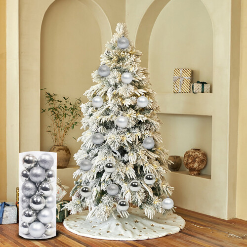 Silver Christmas Balls Shatterproof 24PCS 40mm 1