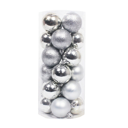 24-Piece Shatterproof Christmas Baubles 40 mm Silver 2