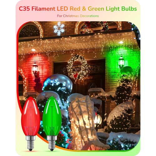 Becuri C35LED E12, reglabile, roșu și verde, pachet de 6 1