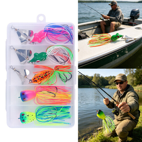 5Pcs Crankbaits Fishing Lure Rotating Frogs Lures Spinner Baits 1