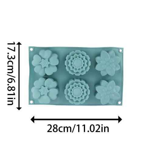 Silicone Flower Cake Mold – 6 Cavity Mini Border Design 2