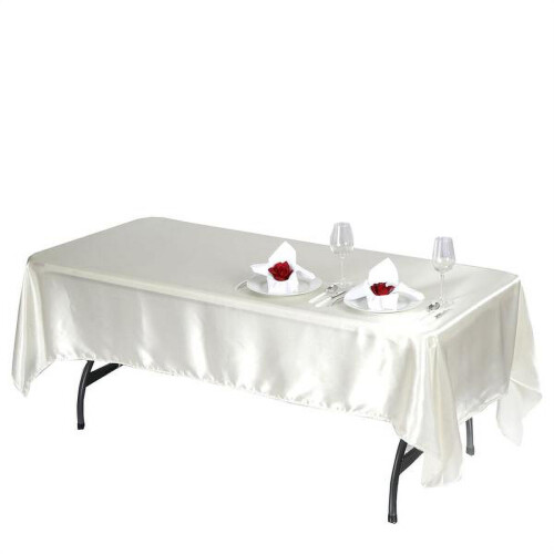 Toalha de mesa retangular de cetim marfim 60x102 polegadas 1