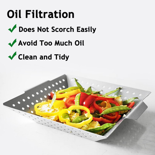 Stainless Steel BBQ Pan with Grill Basket 2