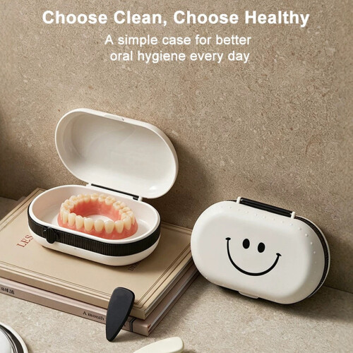 Small Retainer Case Plastic Soaking Tray For Dentures And 2