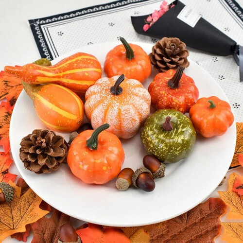 50pc Fall Artificial Pumpkin Decor Set – Maple Leaf 1