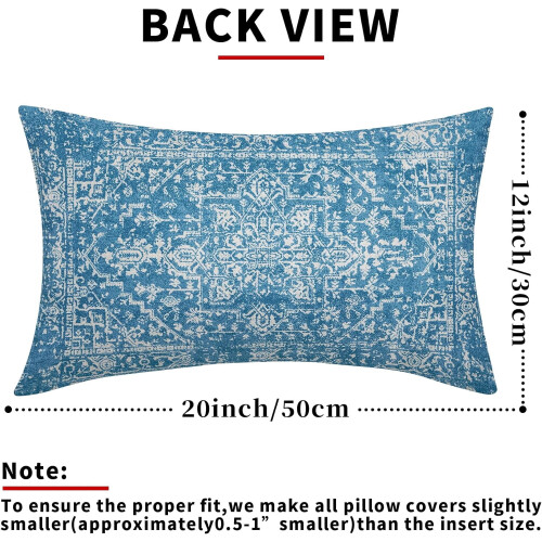 Blå Boho Linne Örngott 30x50 cm, Set med 2 2