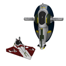 Hallmark Keepsake Miniatur Weihnachtsornament 2022, Star Wars: Angreifer der Klonen Jango Fett & Obi-Wan's Sternenjäger