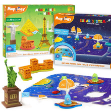 Imagimake Mapology - Sistema Solar y Monumentos del Mundo, Kit Educativo y de Construcción