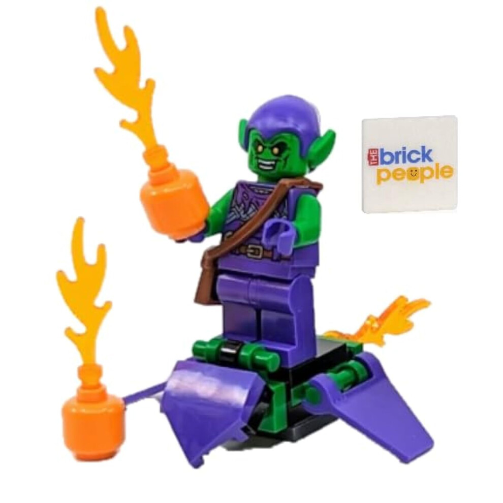 Lego Marvel Superheroes: Goblin Minifigure With Glider And Pumpkin Bombs Green