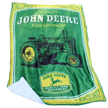 John Deere Quality Farm Equipment Vintage 50x70 Fleece Backed Licensed Blanket, Green