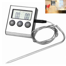 Digital meat thermometer with timer, oven thermometer, grill thermometer, kitchen thermometer for BBQ, oven, roasting and grilling