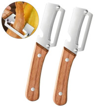 Vegetable peeler with wooden handle and bottle opener, 2-in-1 stainless steel kitchen tool, suitable for fruit, apples, potatoes, p