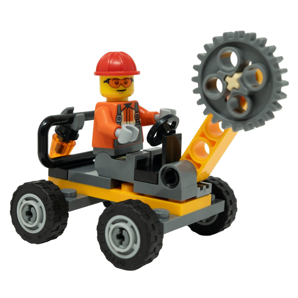 Lego City: Construction Worker Minifigure With Buzzsaw Vehicle