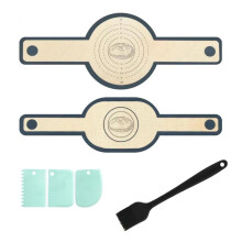 2pcs Silicone Baking Mat with Handle, 0.7 mm thick, food-safe, non-stick oven mat, dough mat, baking mat, easy to clean (round & ov