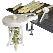 Asparagus peeler with 6 precision blades, manual, with screw clamp & pusher, non-electric peeler for white asparagus, ABS & stainle