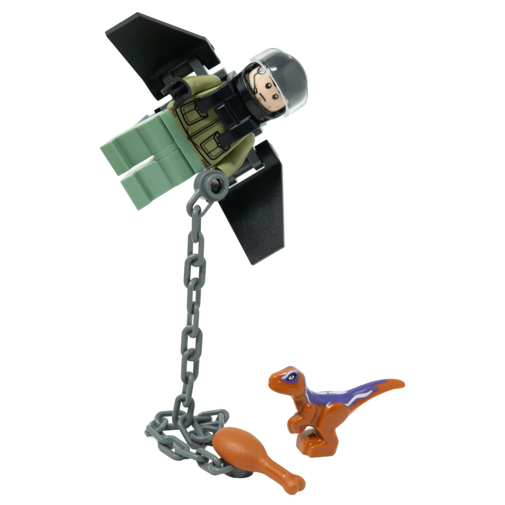 Lego Jurassic World: Ranger Minifigure With Jetpack And Baby Raptor