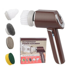 Electric cleaning brush, electric scrubber, electric spin scrubber, 5 brush heads for kitchen, bathroom, car and grout cleaning