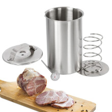 Stainless steel ham cooker 1.5L with thermometer, ideal for homemade ham, bacon or meat dishes