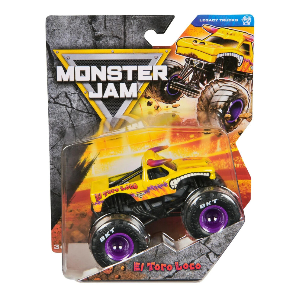Monster Jam 2025 Official 1:64 Diecast Truck Series 42 Legacy Trucks El Toro Loco Yellow