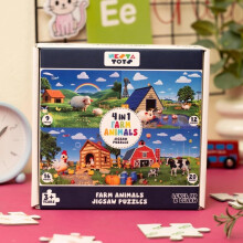 Nesta Toys Boerderij Dieren 4-In-1 Puzzel Voor Kinderen | 4 In 1 Vooruitgang Sets Van 9, 12, 16, 20 Stuks | Speelgoed Voor 2-5 Jaar