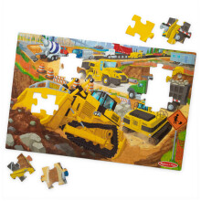 Melissa & Doug Building Site, Construction Themed Jumbo Floor Puzzle, 48-Piece Construction Vehicle Jigsaw Puzzle, 3 x 2 Foot Toddler Puzzles for Kids