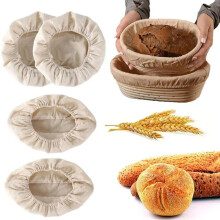 4-piece linen bread baking set, 2 round + 2 oval proofing basket liners, pure linen, non-stick, for sourdough, round proofing baske