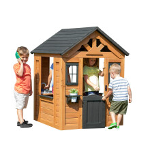 Backyard Discovery Maple Leaf 100% Cedar Wood | Outdoor Garden Children's Playhouse with Play Kitchen, Snack Bar Window, and Half Door