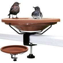 Groot vogelbad voor balkon en tuin, Ø30 cm, vorstbestendig, stormbestendig, roestvrij, hangend vogelbad met ophangbeugel.