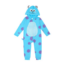 Disney Pixar Monsters Inc Kostüm zum Spielen, Zip-Up Kapuzenanzug für Kinder mit 3D-Hörnern, Sulley (Blau, 5T)