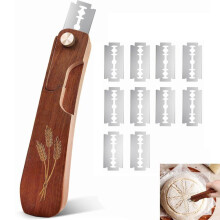 Bread Lame, Professional Baker's Knife made of Pine Wood, Bread Lame Set incl. 10 Replacement Blades, Dough Knife for Sourdough & B