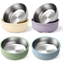 Baby stainless steel bowl with suction cup, removable suction plate, silicone, 304 anti-slip, children's plate, 4-color set of chil