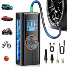Pompă de aer electrică fără fir, 8000mAh, compresor portabil alimentat cu baterie 150PSI, pompă electrică pentru bicicletă cu af