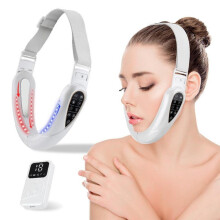 Facial massager, EMS vibration device for V-shaped face, 5 modes & 15 intensities, 5-color light therapy, visible 3D lifting effect