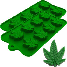 Marijuana Cannabis Hemp Leaf Silicone Molds for Pot Candy Chocolate Gummy Gummies 2 Pieces