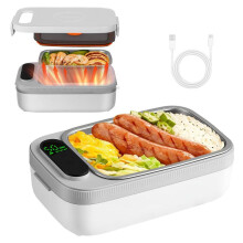 Heatbox, electric lunchbox with 14000 mAh battery, 1 L capacity, wirelessly heated, with automatic heating function, stainless stee