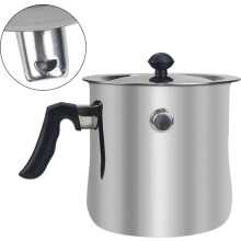2.5L milk and wax pot with lid, double-walled stainless steel, suitable for induction, gas & electric hobs, versatile for cooking &