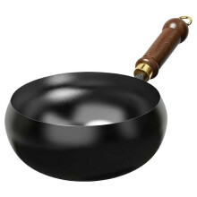 Hand-forged iron pot, 24 cm, deep belly pot without coating, non-stick, cast iron pot ideal for frying and braising.