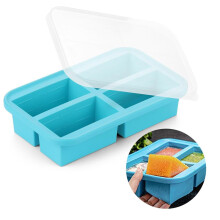 Food storage container, silicone freezer trays, freezer containers, for soup, broth, sauce and ice cream, with lid, 4 compartments,