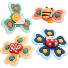 Fidget spinner-legetøj med sugekop til babyer, 4-pak, velegnet til badeværelser, vinduer, højstole osv.