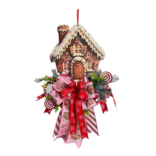 Gingerbread House Wreath with Ribbon Bow, 50 cm 1