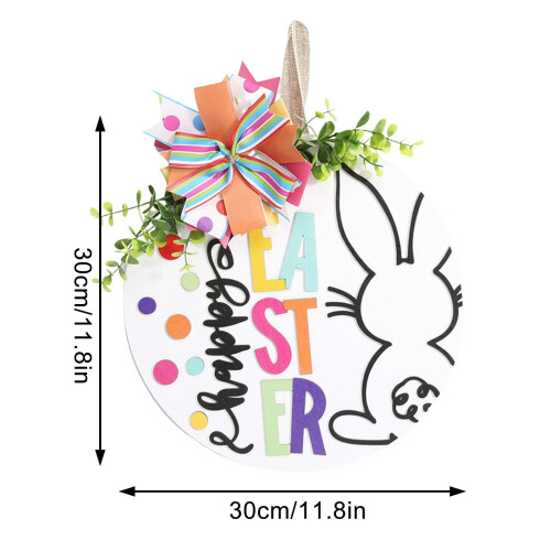 Ξύλινη πινακίδα πόρτας για το Πάσχα με λαγουδάκι 11,8" 1