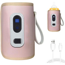 USB-väska för nappflaskvärmare, bärbar mjölkvärmare med 5 temperaturinställningar, LCD-skärm, isolerad väska för nappflaskor, Ideal