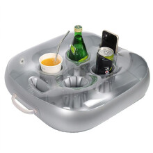 Oppustelig drikkeholder til poolen, 4 store rum, flydende, ideel til spabade og strandfester, til flasker, snacks og mobil