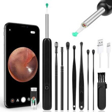 Earwax Remover Otoscope, Ear Cleaning Set, LED, HD Camera, Wireless Waterproof for iOS Android, 360 Wide Angle Lens, Waterproof