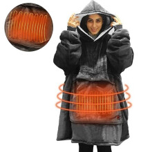 Portable hooded electric blanket, USB heated blanket, portable electric blanket, large pocket, 3 heat settings, 3-hour automatic sh