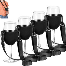 Wearable wine glass holder, portable neoprene glass holder for parties, picnics, festivals (4 pieces)