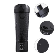 Automatic electric blender/protein shaker, 700ml, LCD display, adjustable gears, leak-proof and drop-proof, black