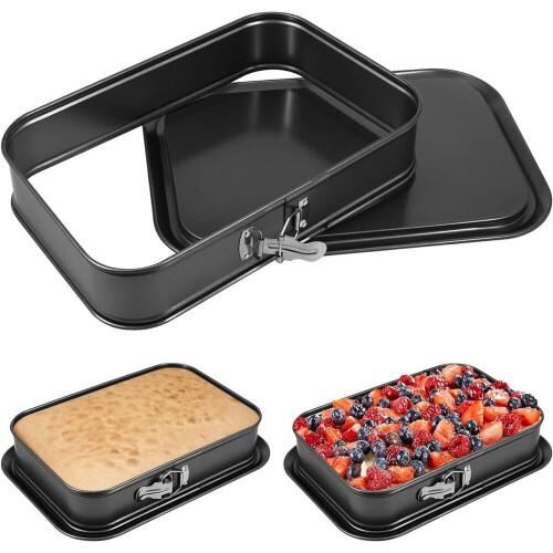 Bread baking pan, rectangular springform pan with serving base, 28x14.2x6.5cm, DIY baking cake pan with non-stick coating, easy to