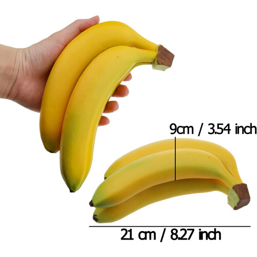 Realistic Artificial Banana Bunch – 3-Head Foam Fruit 1