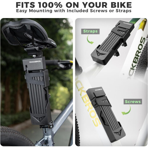ROCKBROS Folding Bike Lock High Security Heavy Duty Alloy Bicycle Foldable Lock 2